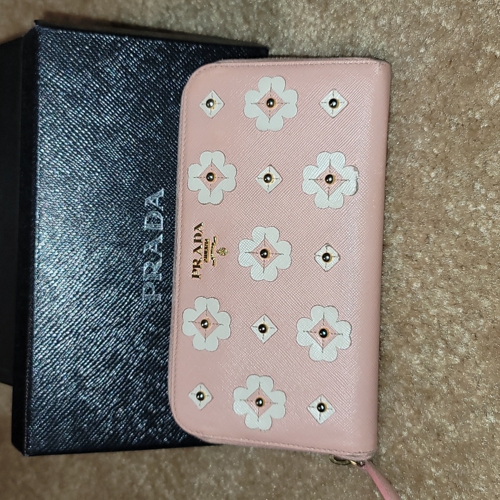 Authentic Prada pink leather wallet